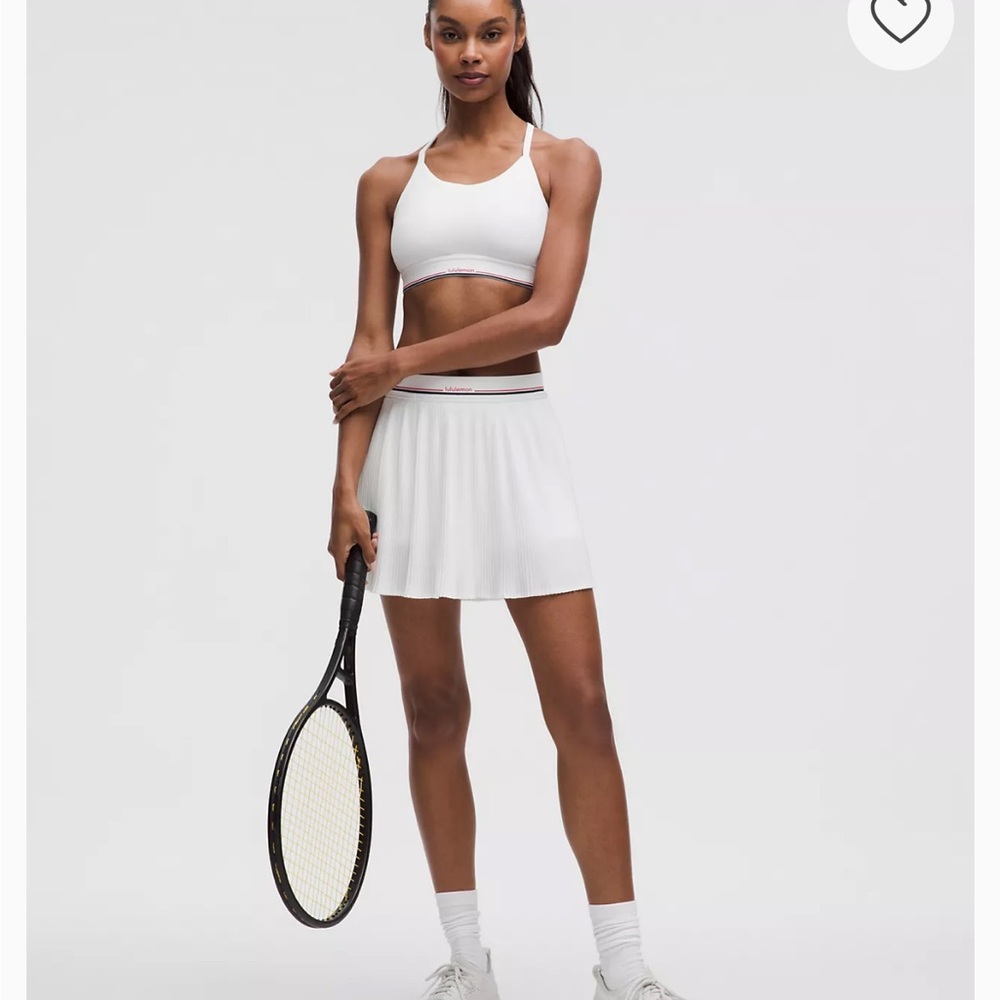Lululemon white Logo-Waist Micro-Pleat Mid-Rise Tennis Skirt